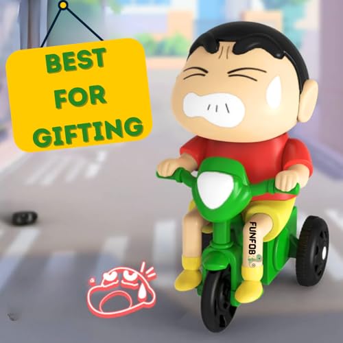 Image of FUNFOB Shinchan Moving Toy | Shinchan Action Figure Length-10cm PVC Multicolour | Shin-chan - Cycle Moving