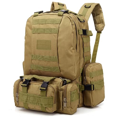 aiGear Plecak taktyczny, 25 l / 35 l / 45 l / 55 l plecak wojskowy na kemping, wędrówki, polowanie z systemem Molle, plecak wojskowy, 55 l khaki, 55L Khaki, Plecaki na co dzień