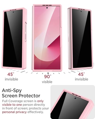 Funda para Samsung Galaxy Z Fold 5 con protector antiespía rosa 4