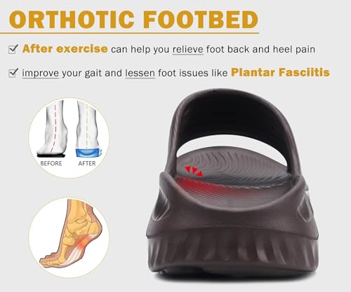 Image of KuaiLu Womens Recovery Sandals With Comfortable Plantar Fasciitis Support,Ladies Orthotic Open Toe Sport Slides Thick Cushion Reduces Stress on Feet,Joints & Back Post-Exercise