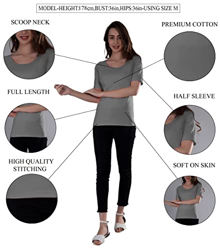 Image of A5016 Women's Scoop Neck Elbow Sleeve T-Shirt for Women
