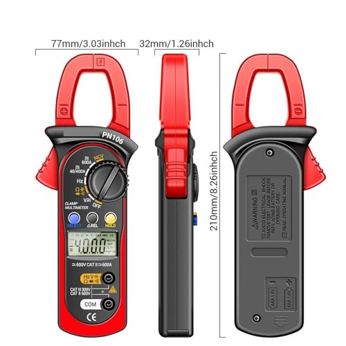 Pinza Amperimétrica Digital Medidor PN106 Multímetro AC/DC Corriente Voltaje Tester 600A Alta Precisión 4000 Cuentas Herramientas Electricista miniatura 3