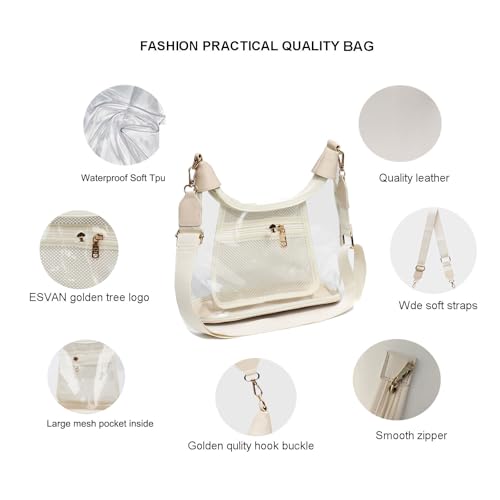 Clear Shoulder Bags for Women, Stadium Approved Cute Hobo Tote Crossbody Handbag Mini Clutch Purse3