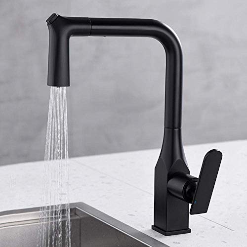 Robinet de cuisine noir avec douchette extractible et buse pivotante à 2 modes pour évier - 4