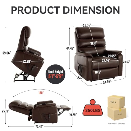 Sillón Recliner Piel Sintética Marrón Plegable miniatura 2