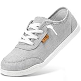 STQ Womens Slip On Sneakers Classic Low Top Canvas Shoes Casual Comfortable Walking Sneakers Light Grey Size 7.5