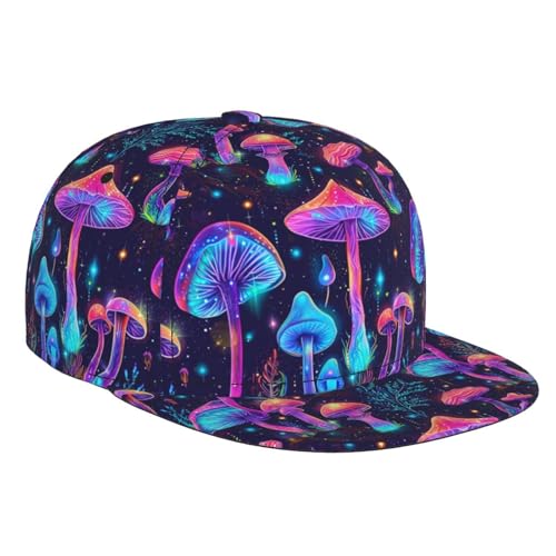 Vykmvtyb Various-Cartoon Mushrooms Pattern Baseball Cap Unisex Snapback Flat Hats Adjustable Casual Fashion Hip Hop Hat Style Adjustable Hat for Men Women