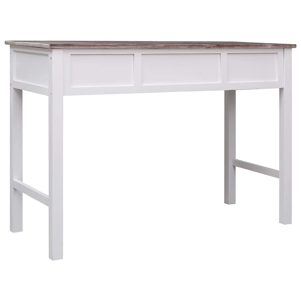 Scrivania marrone 110 x 45 x 76 cm, consolle con 2 cassetti e vano aperto, robusto tavolo per computer per casa, ufficio e camera da letto, design vintage
