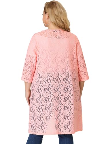 Image of Agnes Orinda Women Plus Size Lace Cardigan 3 /4 Sleeve Cover Up Jacket