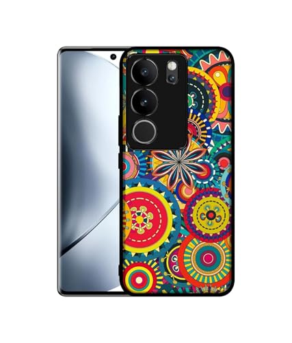 Image of Ring Pattern Print Design Premium 2D Printed Metal Back Case Cover for Vivo V29 5G / V29 Pro 5G