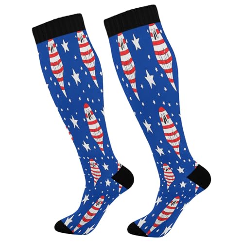 CZXW 1 Pair American Flag Ghosts Compression Socks 20-30mmHg Knee High Women Socks Tube Athletic Stockings for Men Sport Soccer Running Cycling Medical Nurse Winter Travel