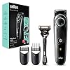 Braun Barttrimmer 3, Trimmer/Haarschneider Herren, Haarschneidemaschine, für Gesichts- und Kopfhaare, lebenslang scharfe Klingen, 39 Längeneinstellungen, Geschenk Mann, BT3341, schwarz/grün