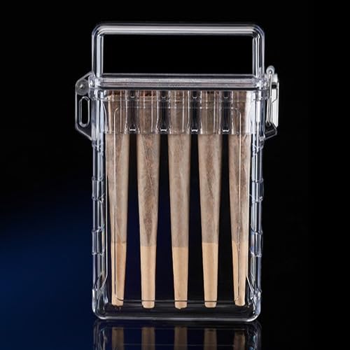 5-Hole Transparent SmellProof & Waterproof Cigarette Case,Portable Thickened Pre-Rolled Cone Protective Case,Outdoor EDC Storage Box,Smoking Accessories,1-1/4/King Size Silicone Seal Cigar Holder image 2