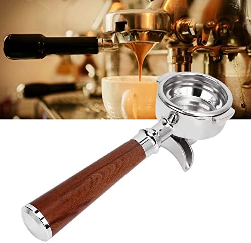 58mm Coffee Portafilter, Coffee Machine Filter, Coffee Machine Replacement Parts with Wooden Handle for Commercial Use