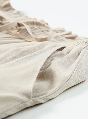 Dokotoo Fashion Womens High Waist Drawstring Wide Leg Long Pants Casual Loose Breathable Lounge Yoga Trousers For Women Ladies Beach Pants With Pockets Beige M #TOP2