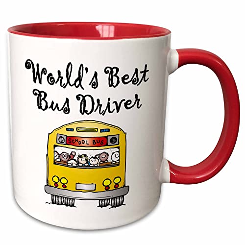 3dRose Worlds Best Bus Driver 15oz Two-Tone Red Mug
