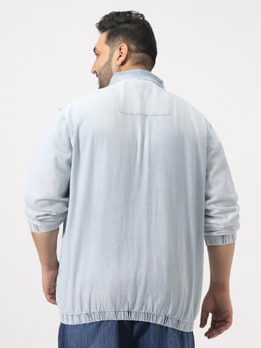 Image of Urbano Plus Men's Relaxed Fit Full Sleeve Harrington Denim Jacket