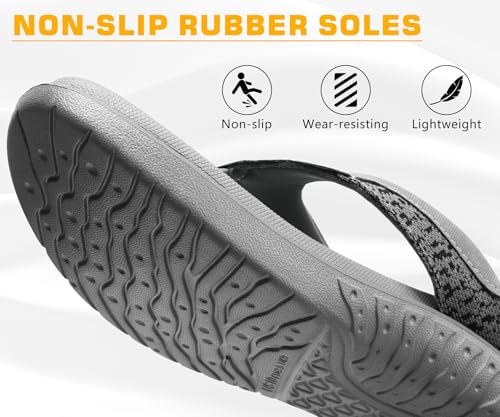 Image of ONCAI Mens Flip Flop Open Toe Athletic Straps Orthotic Summer Plantar Fasciitis Sport Sandals with Soft Cushion Arch Support Size 7.5-15
