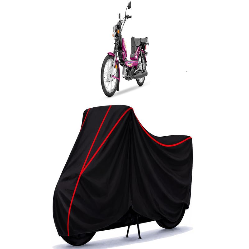 Image of TVS XL 100 Heavy Duty Water Resistant Bike Cover for All Motorcycles & Rain | Heavy Duty Taffeta Fabric | UV Protection, Dustproof, Scratchproof | All Weather Two Wheeler Cover with Elastic Bottom