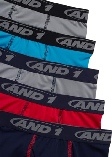 AND1 Boys Boxer Briefs - 5 Pack Performance Boys Underwear Boxer Briefs with Functional Fly Pouch, 5" Inseam (Size: 6-18)3