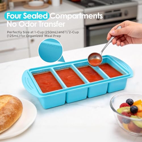 Bandeja para congelar con tapa y 4 compartimentos miniatura 2