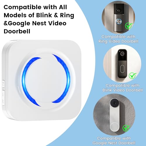 Smart WiFi Wireless Doorbell Chime for Ring, Blink, Google Nest - No Wiring/Subscription, Compatible with Alexa, No Rang - Additional View