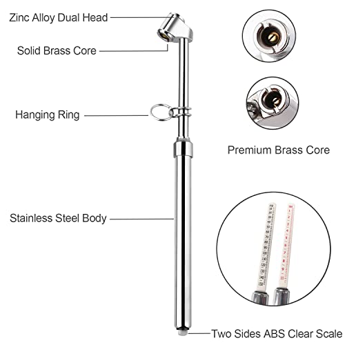 Image of ATsafepro Semi Truck Tire Pressure Gauge, Heavy Duty Tire Gauge Range to 150PSI /10Bar,Dual Head Air Pressure Gauge for RV, Semi, Truck,SUV and Car(Pack of 20)