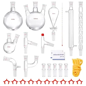 VEVOR 3.3 Borosilicate Glass Distillation Kit with 24/40 Joints, 1000ml Apparatus (29-Piece Set)