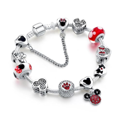 Cartoon Mouse Charms Bracelet, Anti-Tarnish Alloy, 20CM, Silver, SHAPER681359412937