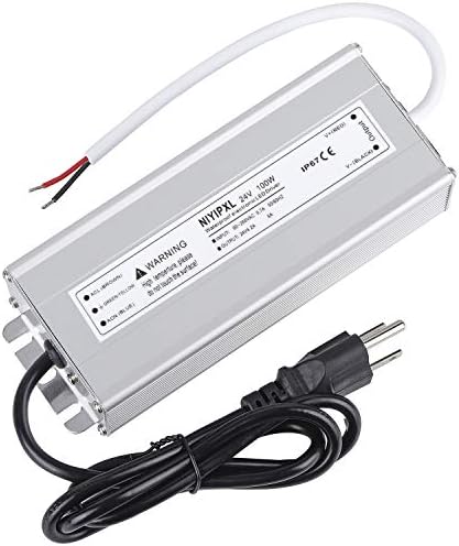 LED Driver 100 Watts 24V DC Low Voltage Transformer, Waterproof IP67 LED Power Supply, Adapter with 3-Prong Plug 3.3 Feet Cable for Any 24V DC led Lights, Computer Project, Outdoor Light