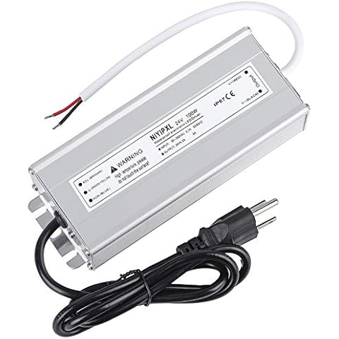 LED Driver 100 Watts 24V DC Low Voltage Transformer， Waterproof IP67 LED Power Supply, Adapter with 3-Prong Plug 3.3 Feet Cable for Any 24V DC led Lights, Computer Project, Outdoor Light Cover