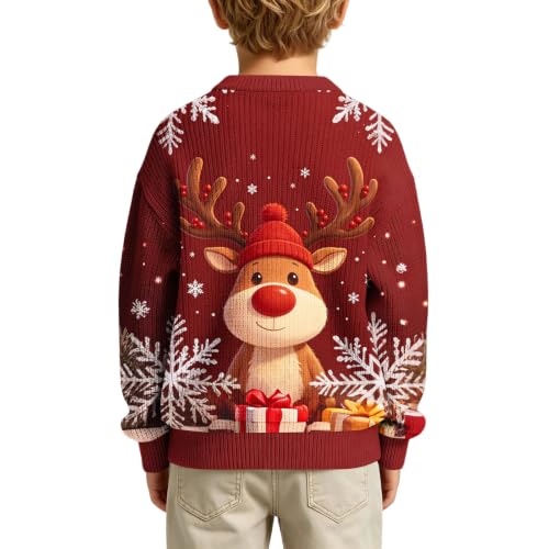 Rkwins Boys Merry Christmas Sweaters Cute Winter Crewneck Knit Pullover - image 5