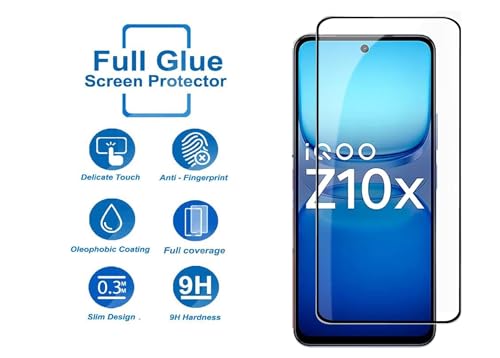 Image of HD Tempered Glass Screen Protector Compatible for iQOO Z10X 5G with Edge to Edge coverage and Easy Installation kit