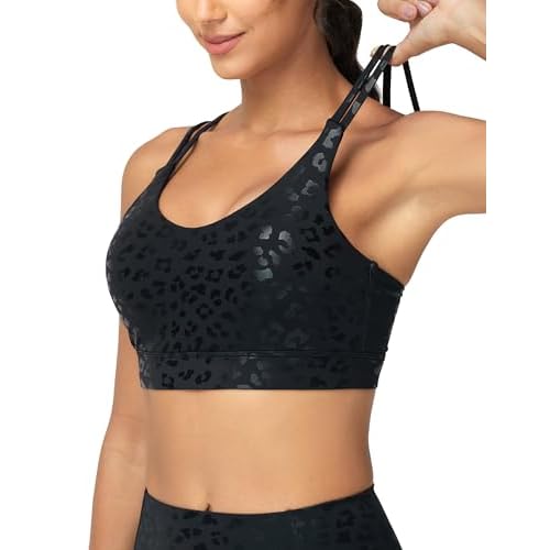 THE GYM PEOPLE Women's Double Spaghetti Strap Sports Bras Supportive Strappy Workout Bra with Padded