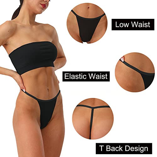 Chaogii G-String Thongs For Women Cotton Thongs Low Rise Stretch T-Back Tangas Sexy 4 Pack Set #TOP3