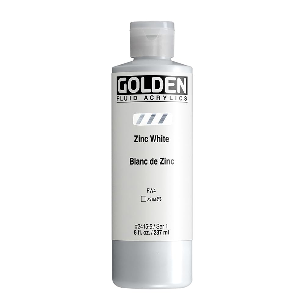 Golden Acrylic 236ml 8oz bottle FLUID ZINC WHITE peinture acrylique blanche