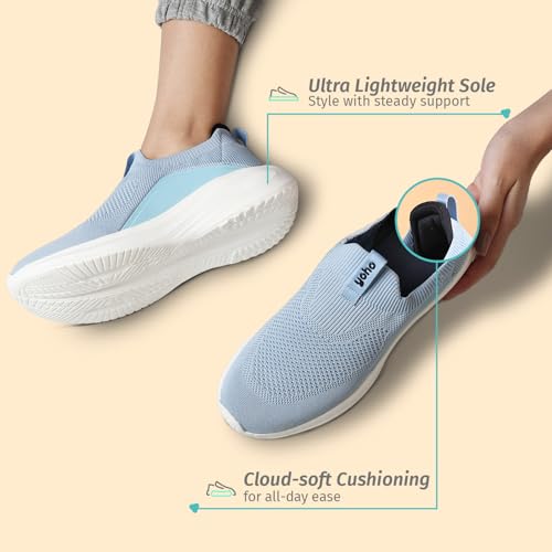 Image of YOHO Knitted Slip-Ons for Women |Lightweight, Stylish, Breathable Casual Loafer Shoes |Extra Soft Insole & Shock Absorbing for Walking Without Lace Ladies SOS-112