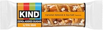 KIND ZERO Added Sugar Bars, Caramel Almond & Sea Salt, Keto Friendly Snacks, Gluten Free, 5g Protein, 5 Count