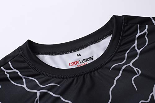 Camiseta masculina Red Plume de manga comprida com estampa de compressão justa para corrida e secage