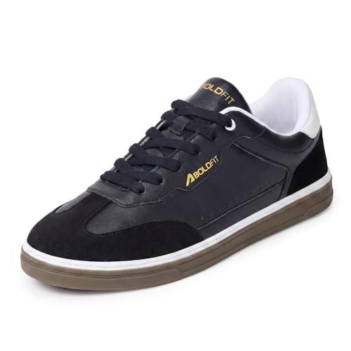 Image of Boldfit Sneakers for Men Casual Stylish Sneakers for Man with Premium PU Leather Upper, Cushioned Insole, Padded Collar, Breathable Lining & TPR Grip Sole Everyday Wear Shoes for Men Klunys Elite