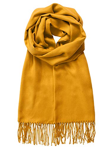 MBJ Shawls and Wraps Elegant Cashmere Scarfs for Women Stylish Warm Blanket Solid Winter Scarves ONESIZE MUSTARD