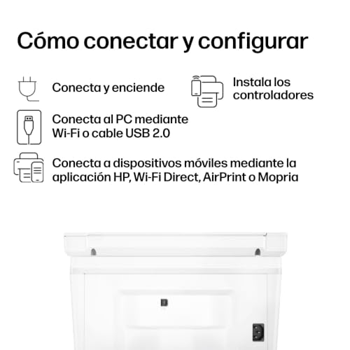Miniatura 6 de HP LaserJet M140w 7MD72F, Impresora Láser A4 Multifunción Monocromo a Doble Cara Manual, Escaner, Copiadora (20ppm, Wi-Fi, Wi-Fi Direct, USB 2.0, Procesador 500MHz, Memoria 64MB, Smart App) Blanca
