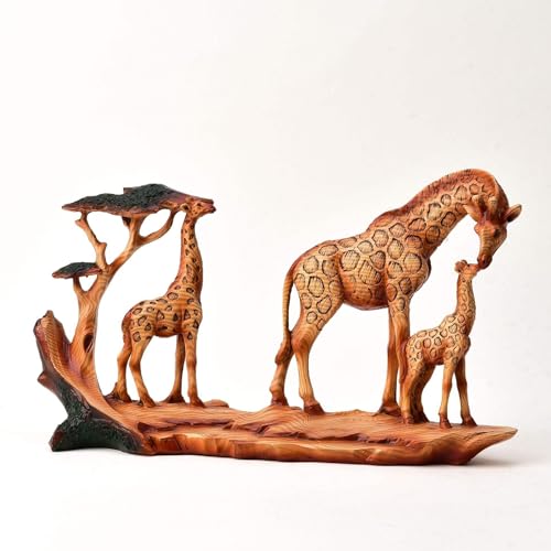 Naturecraft Figurine décorative en forme de famille de girafes marchantes effet bois
