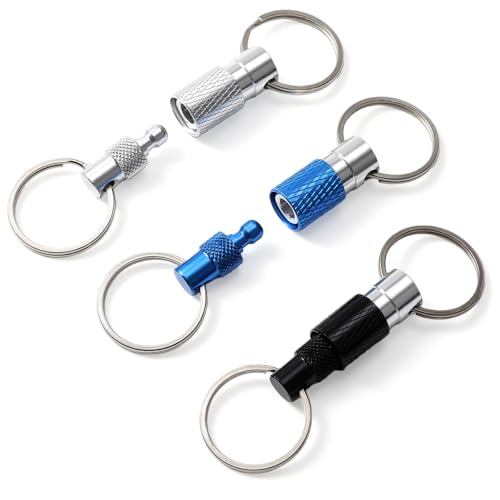 TAHULIK Quick Release Keychain 3-Pack Detachable Quick Disconnect Keychain with Split Rings Minimalist Pull-Apart Key Ring for Car Keys Purse & Bag (3 Colors)