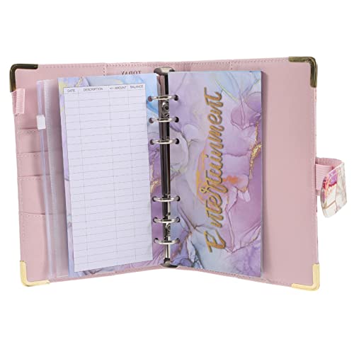 Cemaystic 現金封筒バインダー A6サイズ ? 予算管理シート付き 取り外し可能 財務プランナー メモ帳 収納ポケット (19X13X4CM,バイオレット)