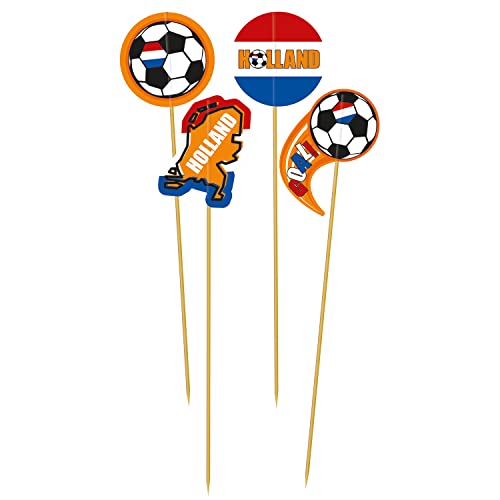 Folat 31088 Spieße Holland 10 cm-8 Stück Fußball Weltmeisterschaft, Mehrfarbig