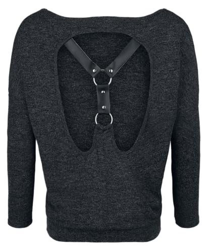 Rock Rebel By Emp Donna Maglia A Maniche Lunghe Nera Con Effetto Maglia Xxl - 3