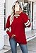 Sampeel Plus Size Tops for Women Color Block Long Sleeve Shirts for Women Early Fall Fashion 2025 Casual Tops Women's Clothing Fall Clothes Essentials Loose Fit School Outfits for Teachers Red XL