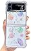 Abbery for Samsung Galaxy Z Flip 3 5G Case Clear with Design Glitter Cute Stars Moon Sparkle TPU & PC Transparent Dried Real Pressed Flower Aesthetic Case for Samsung Galaxy Z Flip 3 (Stars Moon)