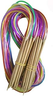Tmade 18 Pairs 60cm Carbonized Bamboo Circular Knitting Needles 2.0mm to 10.0mm with Colorful Plastic Tube Yarn Weave Craft Knit kit